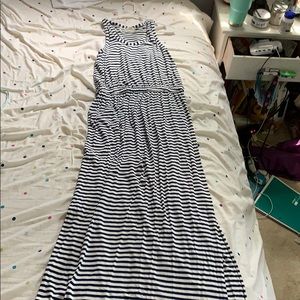 Jcrew medium navy and white stripe maxi dress!